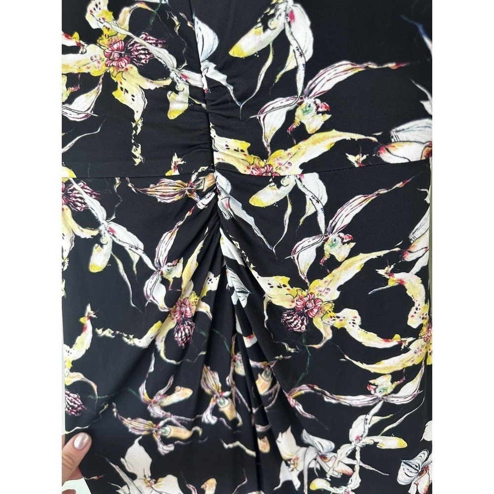 Jason Wu Midi Dress Size 8 Wild Orchid Jersey Cross Over Rouching Black …​​ - Picture 13 of 15
